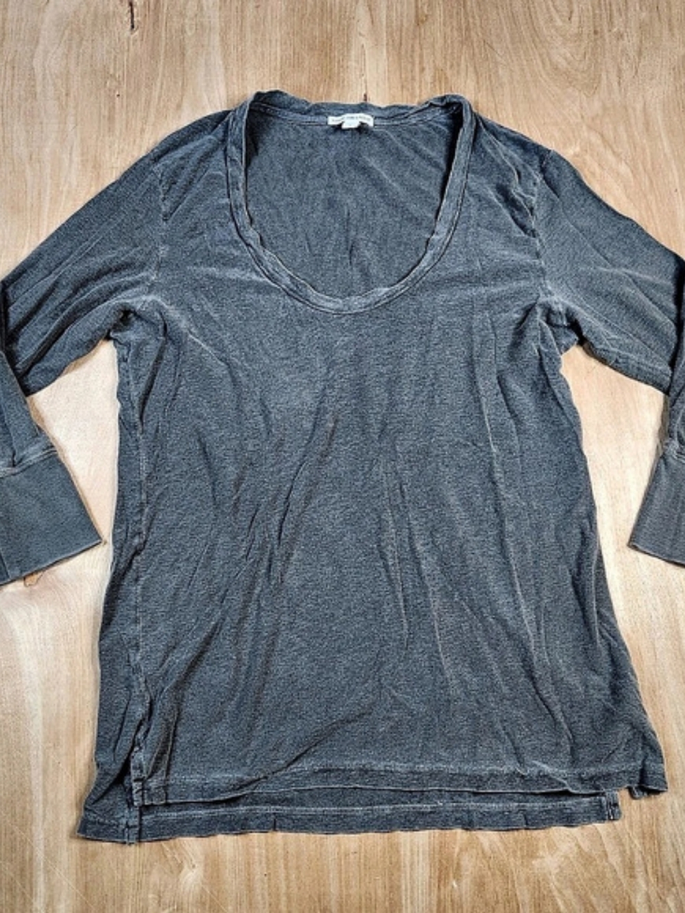 James Perse Womens Standard 3/4 Sleeve Tee Gray Size 4